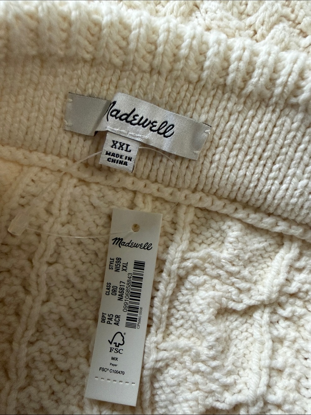 Madewell Cream Cable-Knit Pencil Skirt